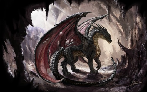 Image black and brown dragon illustration