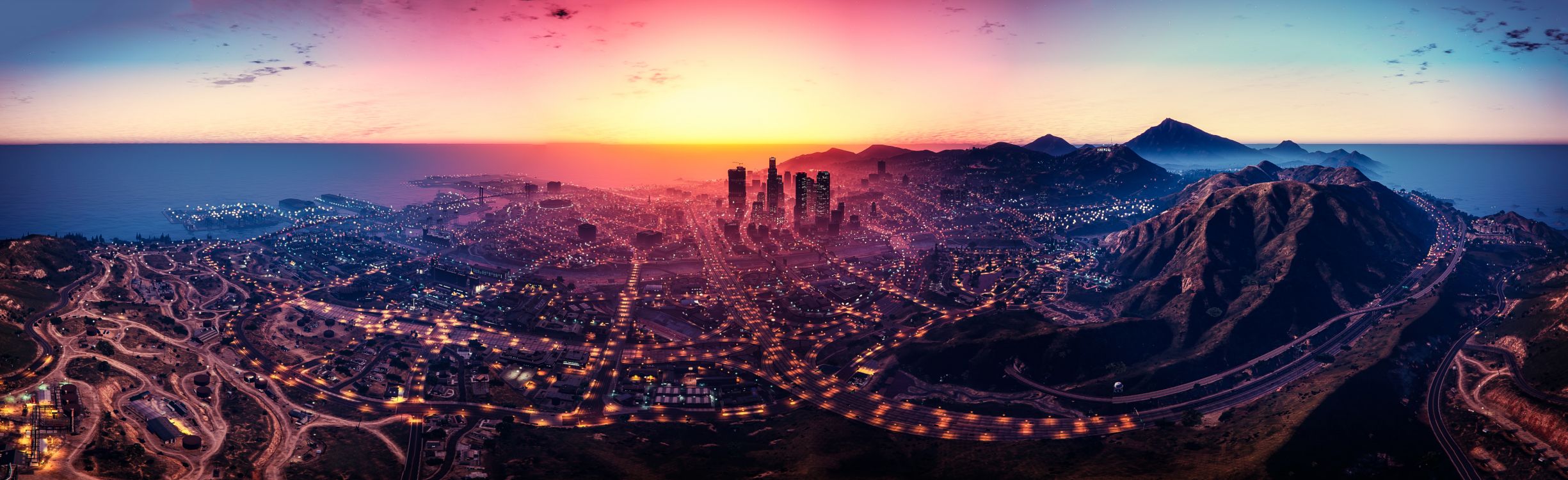 Grand Theft Auto v, Grand Theft Auto San Andreas, Paysage Urbain, Atmosphère, Capitale. Wallpaper in 5075x1553 Resolution