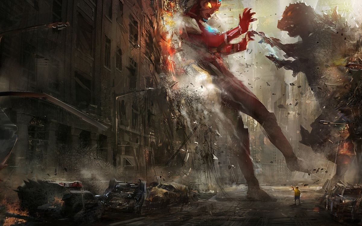 Homme en Chemise Rouge Debout en Feu. Wallpaper in 2560x1600 Resolution