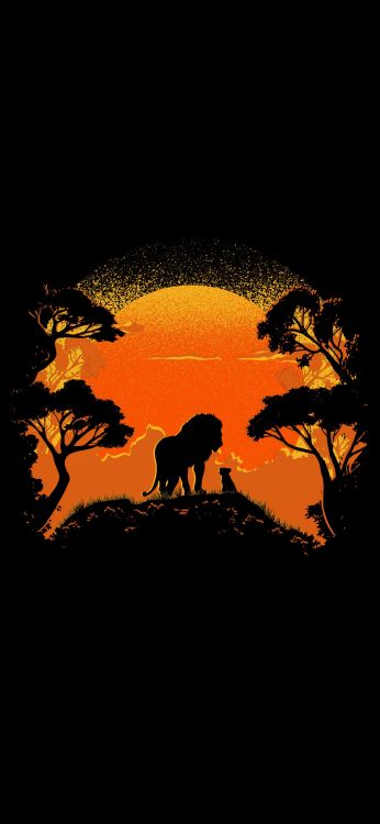 Orange, t Shirt, Simba, Mufasa, Nala. Wallpaper in 1080x2340 Resolution