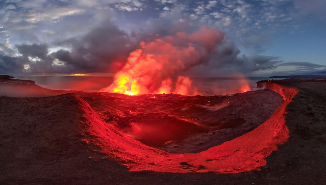 行克柳切夫火山, 熔岩圆顶, 类型的火山爆发, 熔岩, 火山的地貌 壁纸 3543x2017 允许