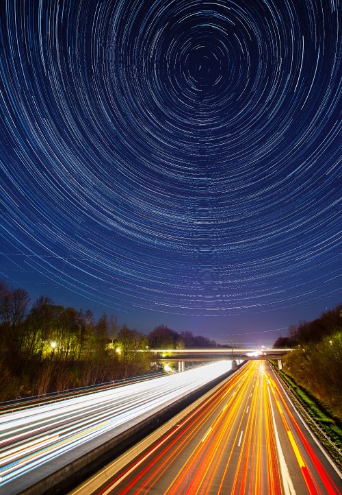 Image time lapse photography of road during night time