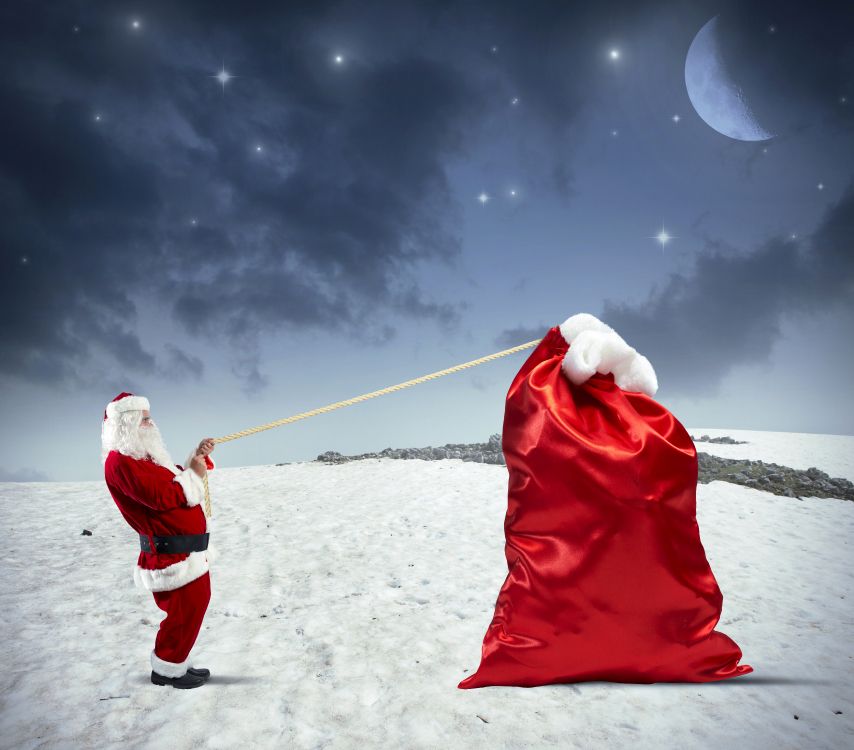 圣诞老人, 冬天, 冻结, 礼物, 圣诞节那天 壁纸 5922x5200 允许