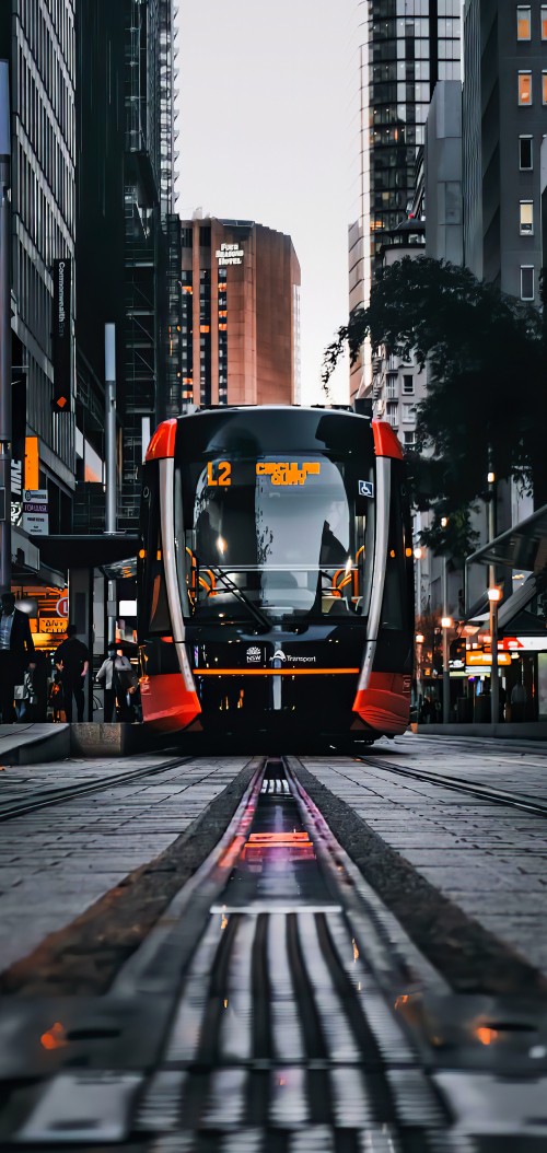 Image Tram, public transport, transport, building, automotive lighting