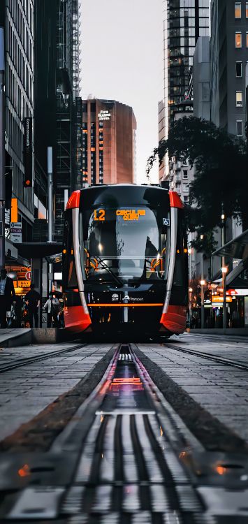 Tram, public transport, transport, building, automotive lighting