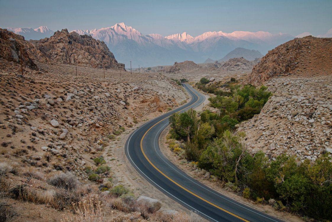 brown, mountain, plant, natural landscape, road surface