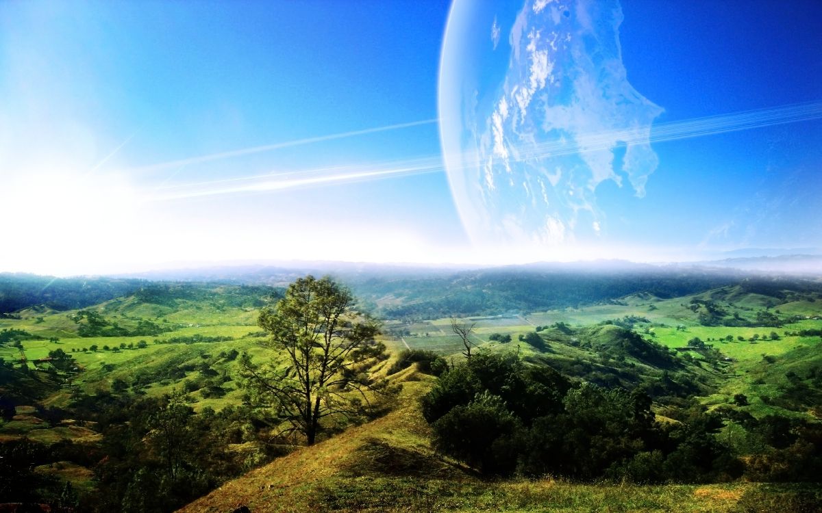 Árboles Verdes y Montañas Bajo un Cielo Azul Durante el Día. Wallpaper in 3840x2400 Resolution