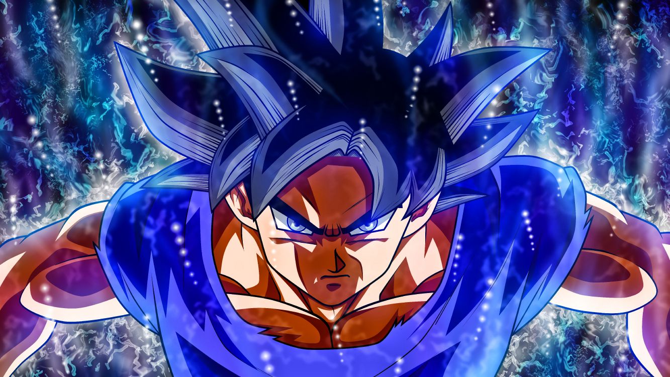 Personaje de Dragon Ball z Amarillo y Azul. Wallpaper in 7680x4320 Resolution