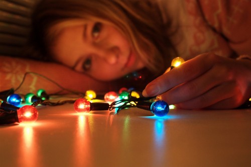 Image light, garland, lighting, fun, Fotobehang Modern Geel