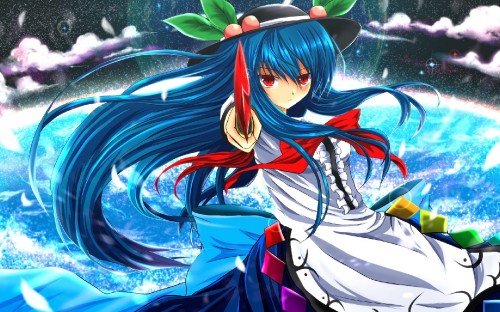 Image blue haired girl anime character