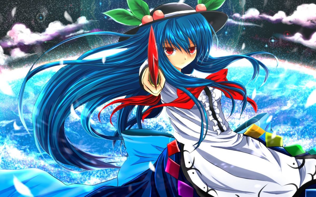 blue haired girl anime character