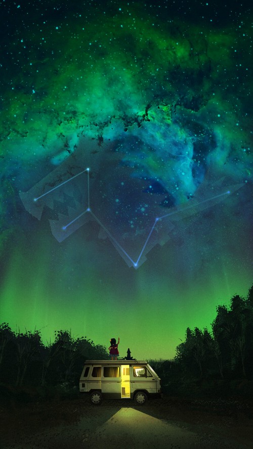 Image cool wellpapper, green, aurora, van, astronomical object