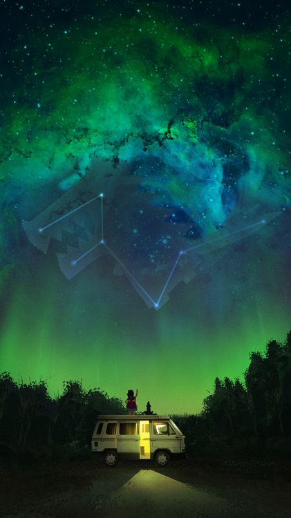 cool wellpapper, green, aurora, van, astronomical object