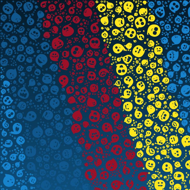 Blau-rot-gelb Gepunktetes Textil. Wallpaper in 4096x4096 Resolution