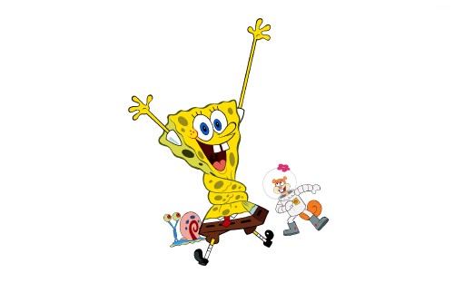 Image spongebob squarepants holding stick illustration