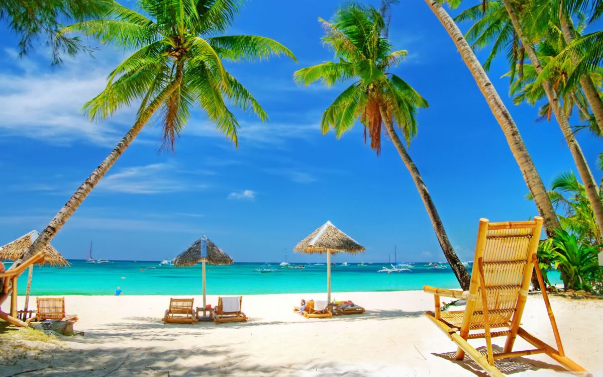 brown wooden beach lounge chairs on beach during daytime