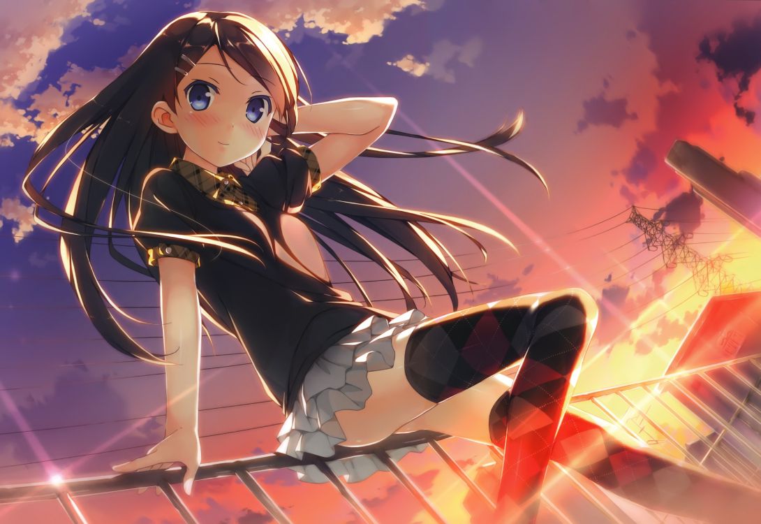 Mädchen in Schwarz-weißer Schuluniform Anime-Charakter. Wallpaper in 5813x3999 Resolution