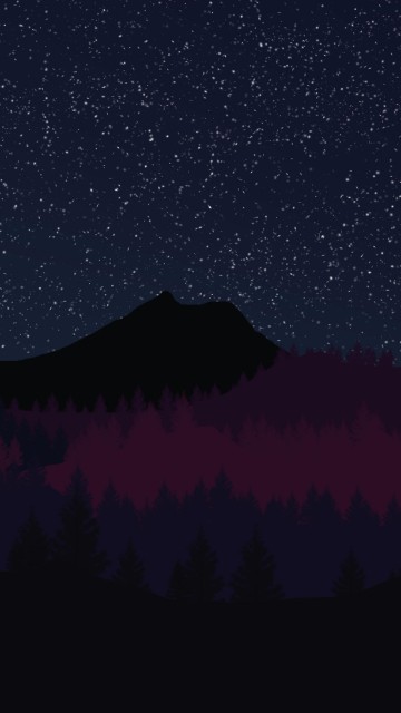 Image silhouette of trees under starry night