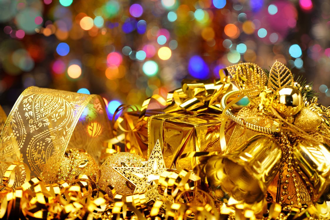 Gold, Christmas, Christmas Decoration, Event, Tradition. Wallpaper in 8400x5606 Resolution