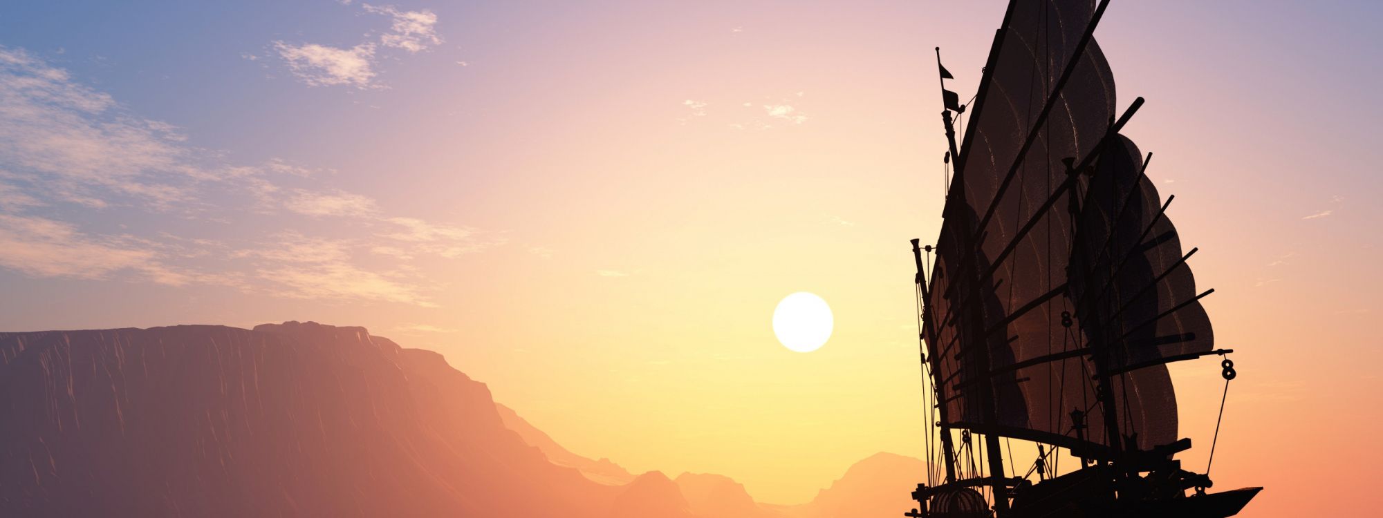 Silhouette Des Turms Bei Sonnenuntergang. Wallpaper in 3200x1200 Resolution