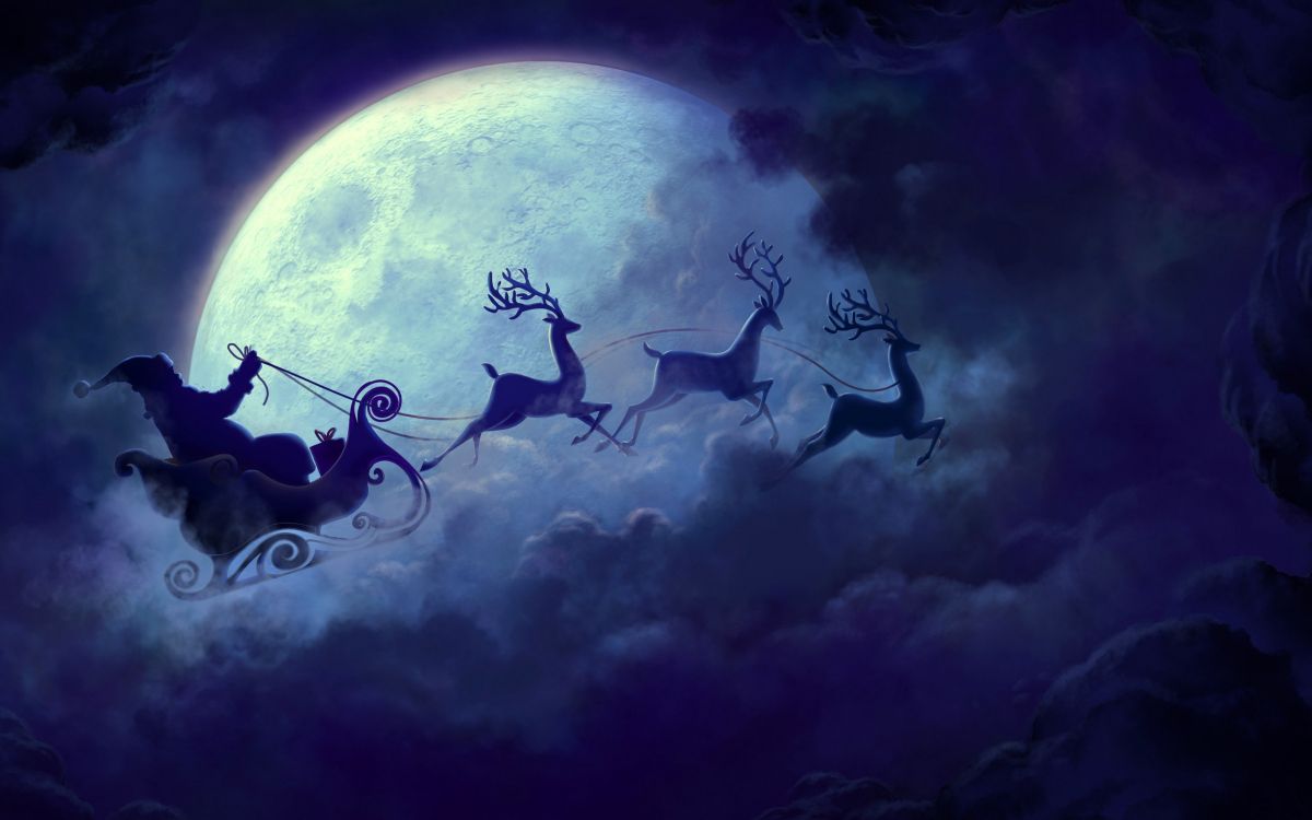 Santa Claus, Le Jour De Noël, Renne, Obscurité, Atmosphère. Wallpaper in 2560x1600 Resolution