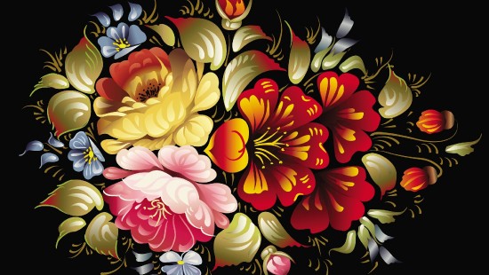 Image red and yellow flowers illustration