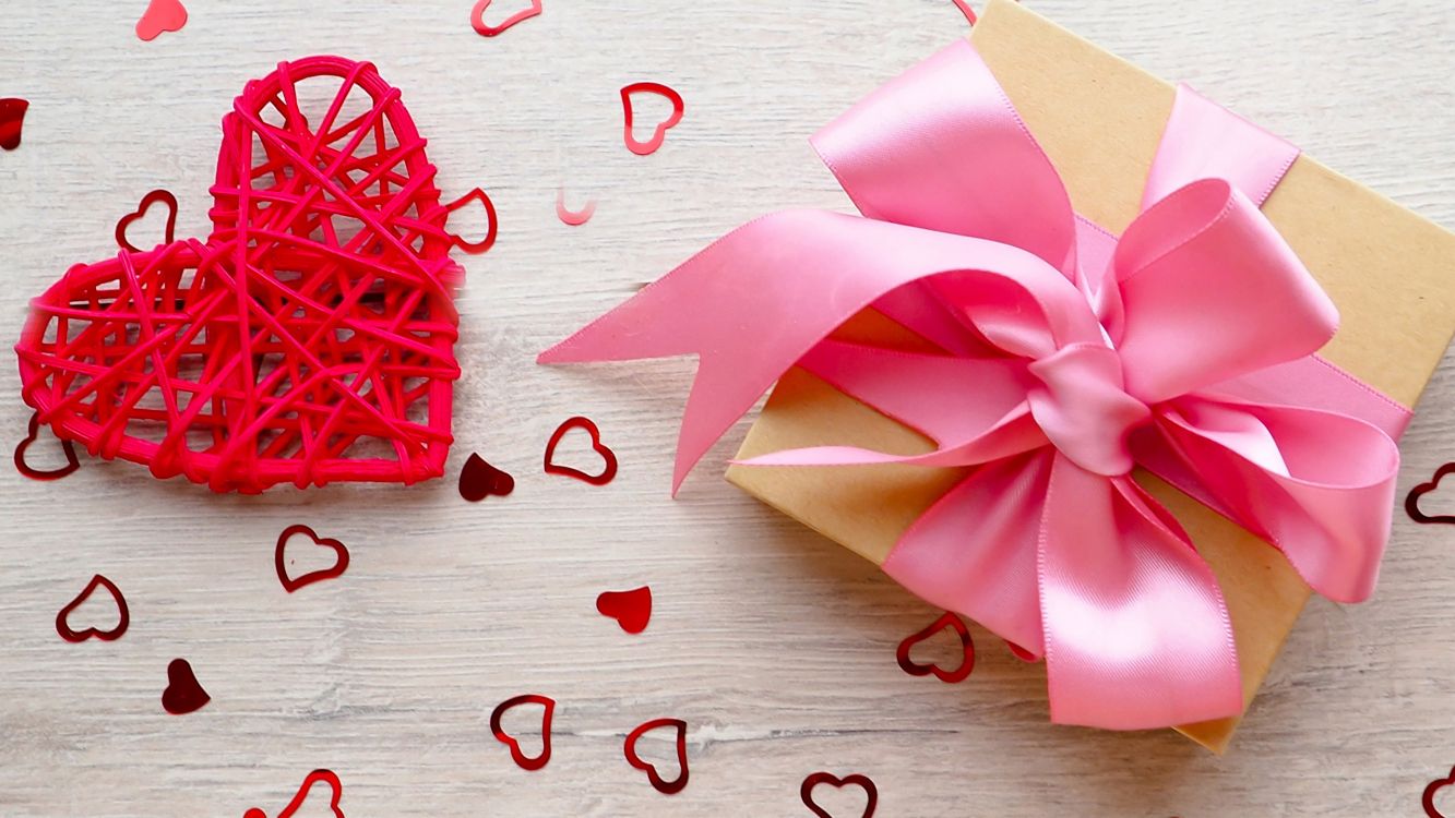 gift, valentines day, pink, ribbon, heart