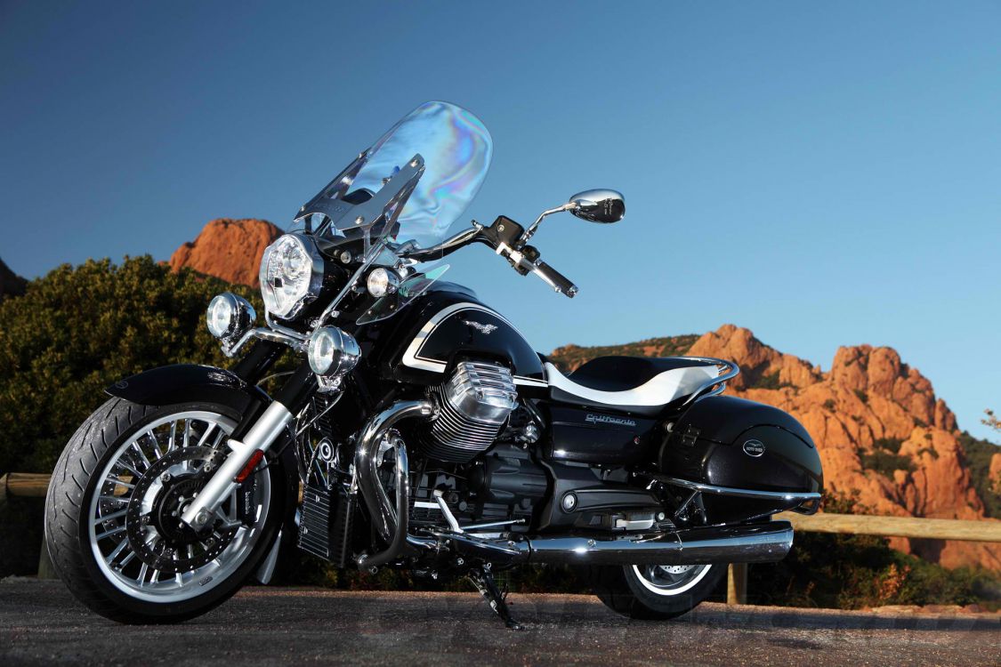 black and silver cruiser motorcycle