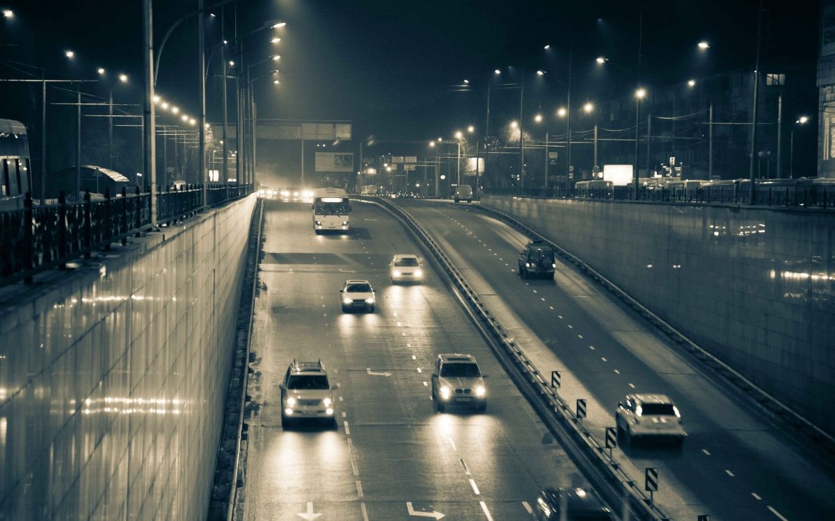 cars on road during night time