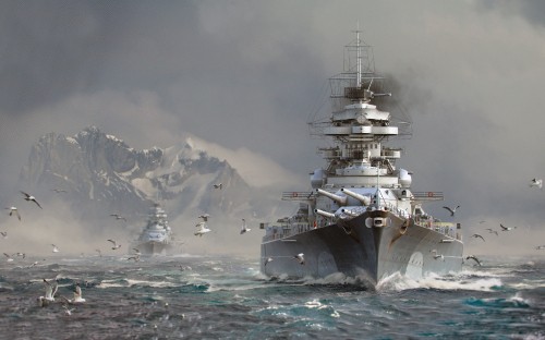 Image world of warships, German battleship Tirpitz, German battleship Bismarck, HMS Hood, Bismarck-class battleship