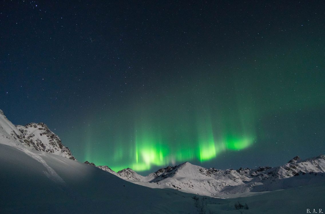 Nature, Aurora, Alaska, Snowy Mountains, Mountain Range. Wallpaper in 5402x3565 Resolution