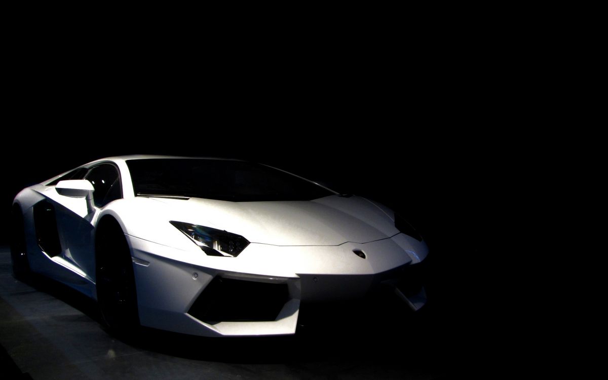 Lamborghini Aventador Blanche Dans Une Pièce Sombre. Wallpaper in 2560x1600 Resolution