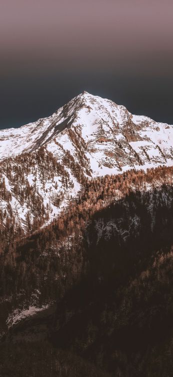 mountain, snow, nature, mountain range, wood