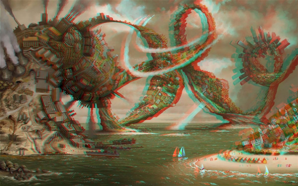 Gente en la Playa Con Luces Rojas y Azules. Wallpaper in 1920x1200 Resolution