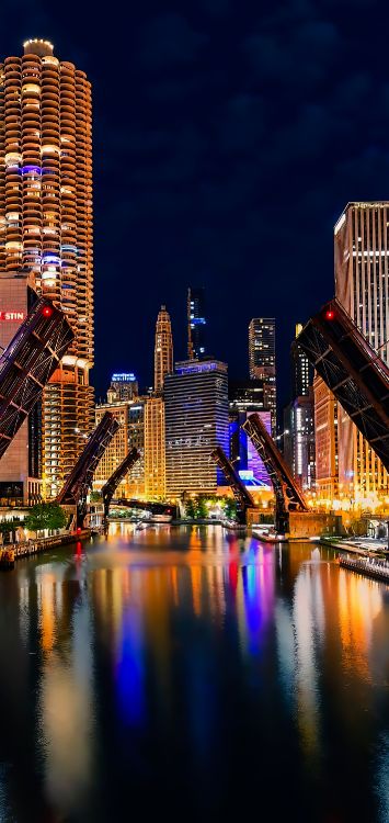 Skyscraper, Chicago, The Second City, Building, Water. Wallpaper in 1421x3000 Resolution