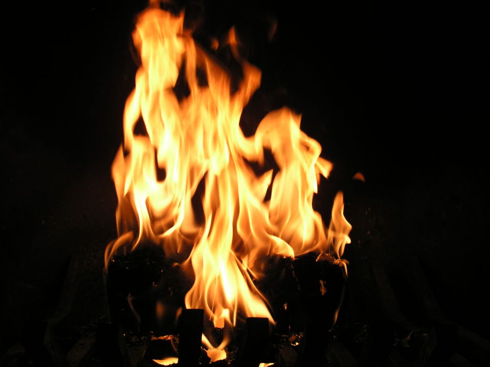 fire in the dark during night time