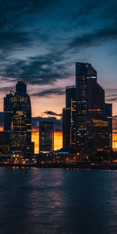 cityscape, skyscraper, water, cloud, building