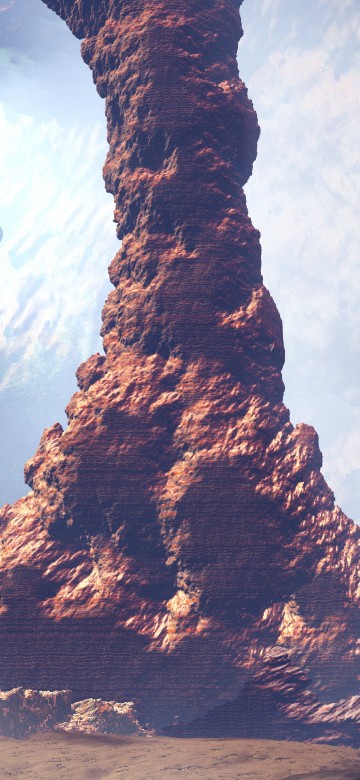 Image full moon over brown rocky mountain