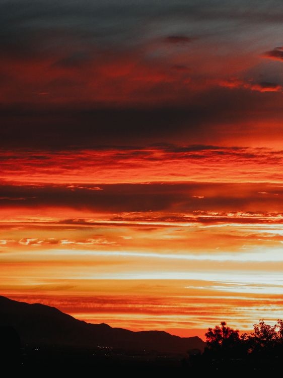 sunset, sunrise, afterglow, red, horizon