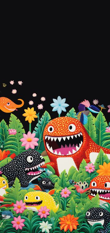 卡通, 绘画, 绿色的, 草, 快乐的 壁纸 1648x3480 允许