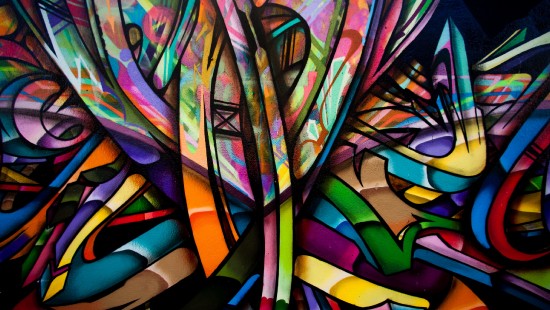 Image blue pink and black abstract painting