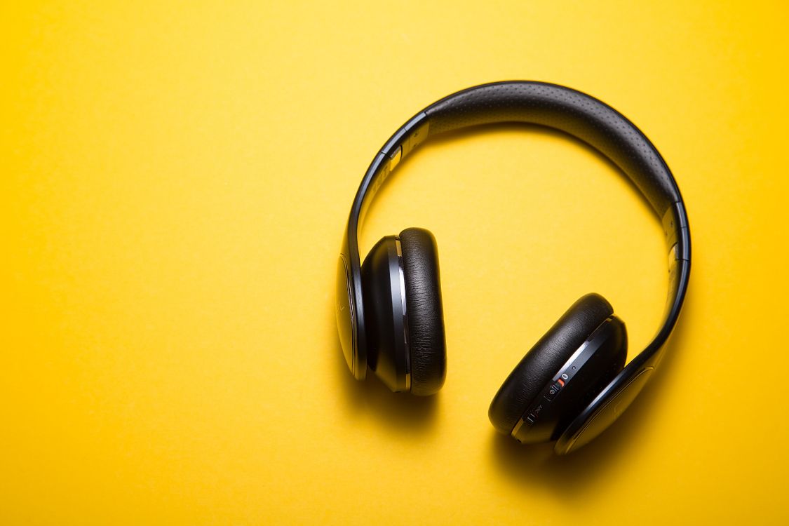 headphones, headset, yellow, audio equipment, technology