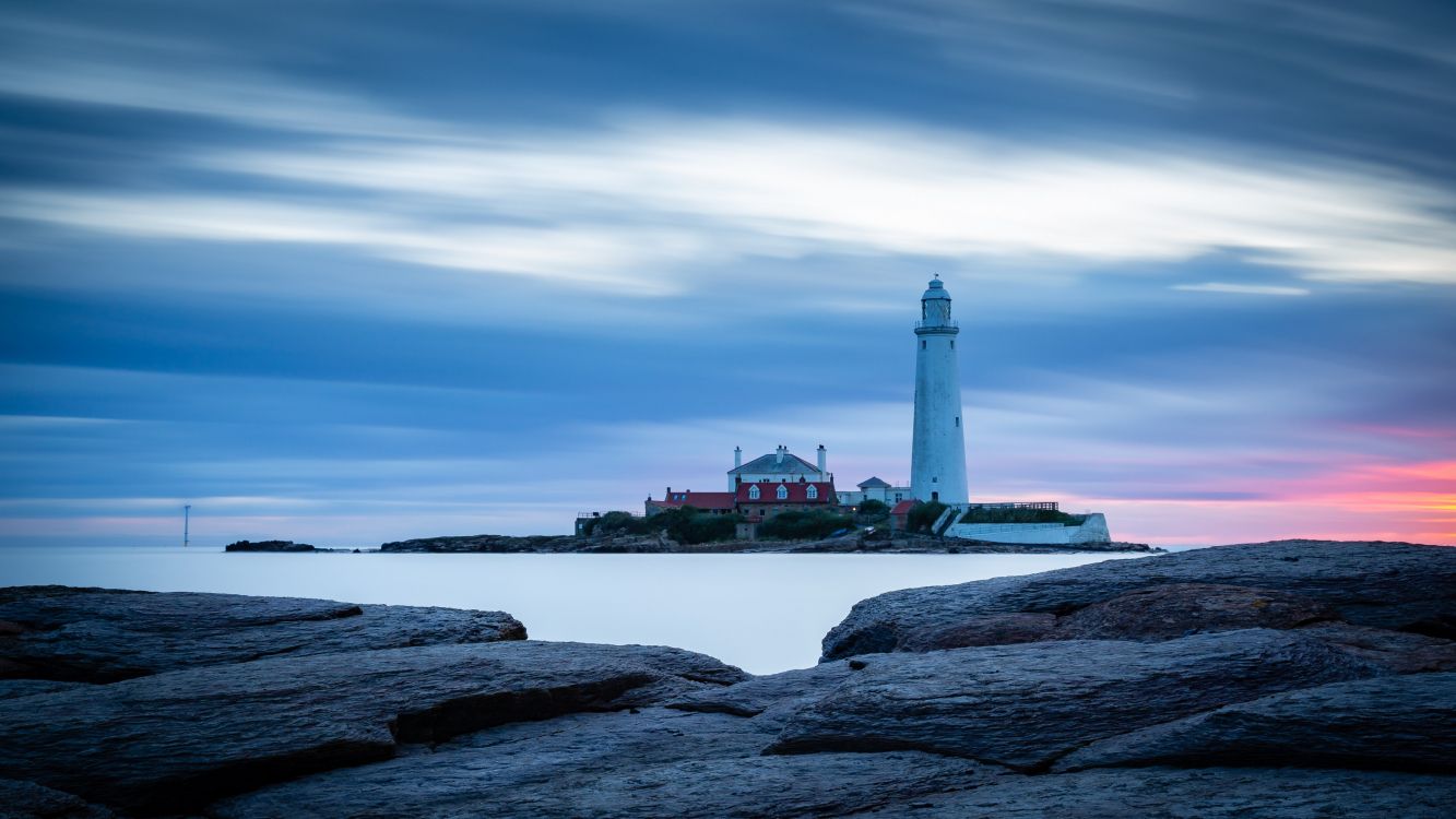 Lighthouse, cloud, water, tower, building