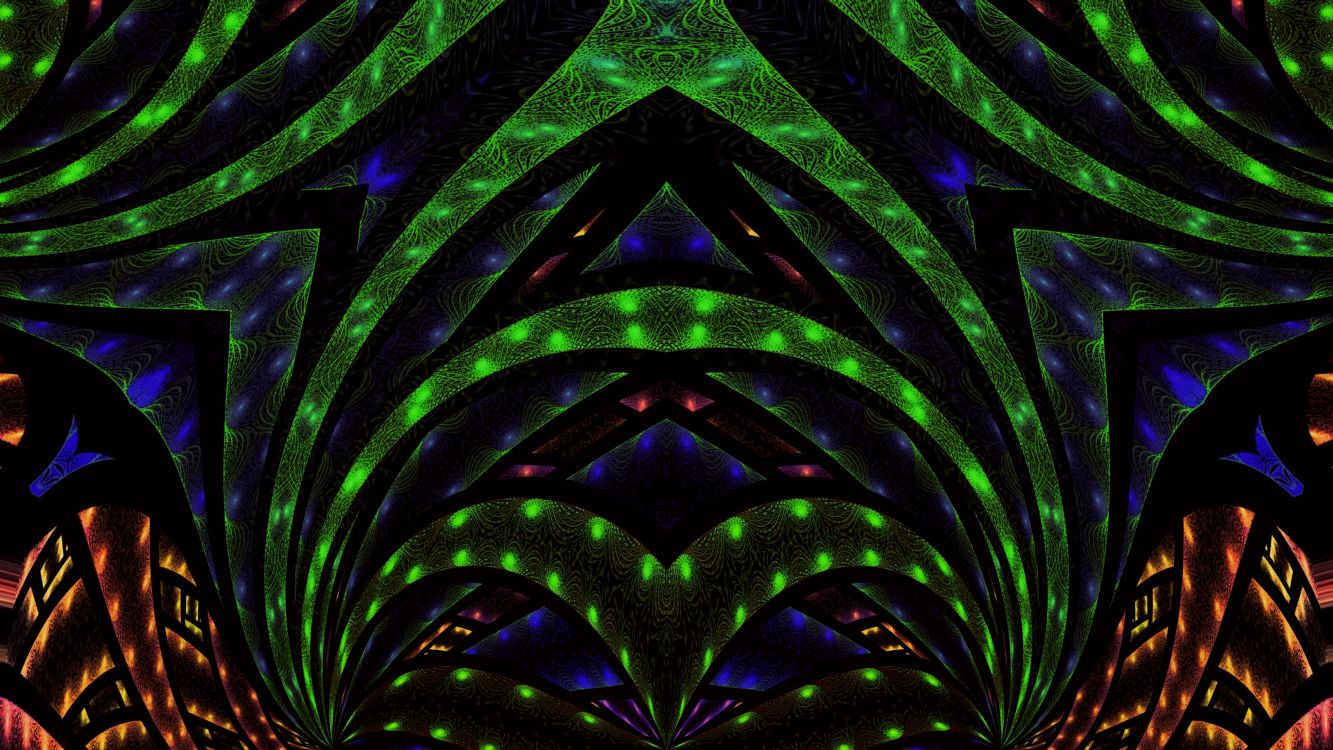 迷幻术, 艺术, 对称, 绿色的, 万花筒 壁纸 3840x2160 允许