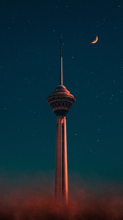 Smartphone, Ambiente, Edificio, Torre, Luna. Wallpaper in 1920x3414 Resolution