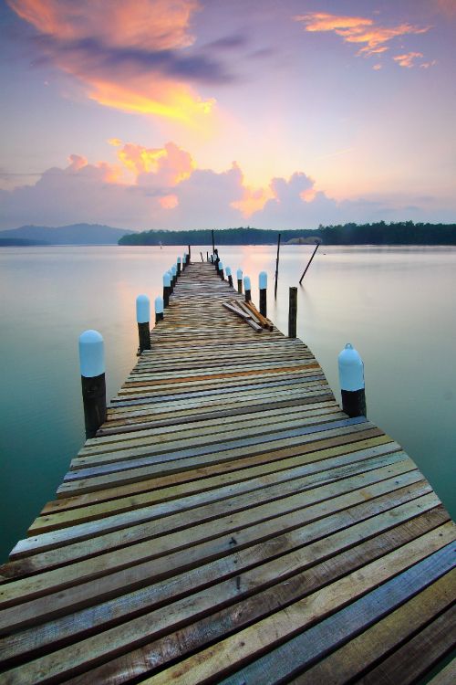 Brown Wooden Dock on Lake During Sunset. Wallpaper in 2100x3150 Resolution