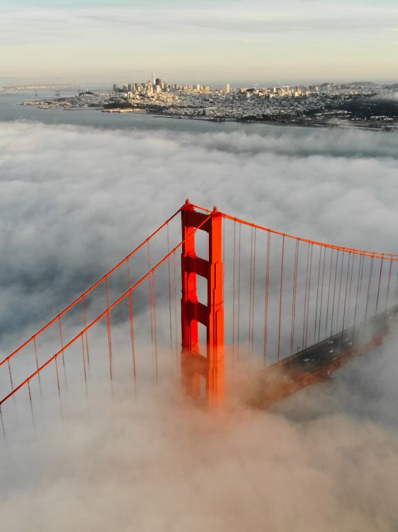 red bridge over the clouds