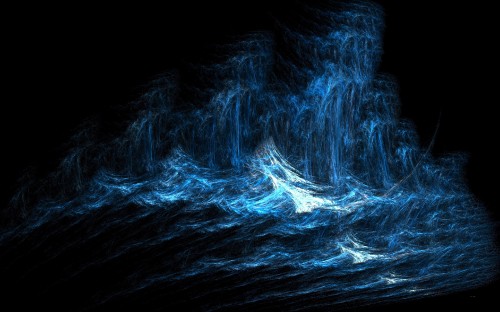 Image painting, blue, water, black, light