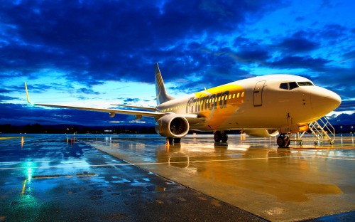 Image white passenger plane on airport during daytime