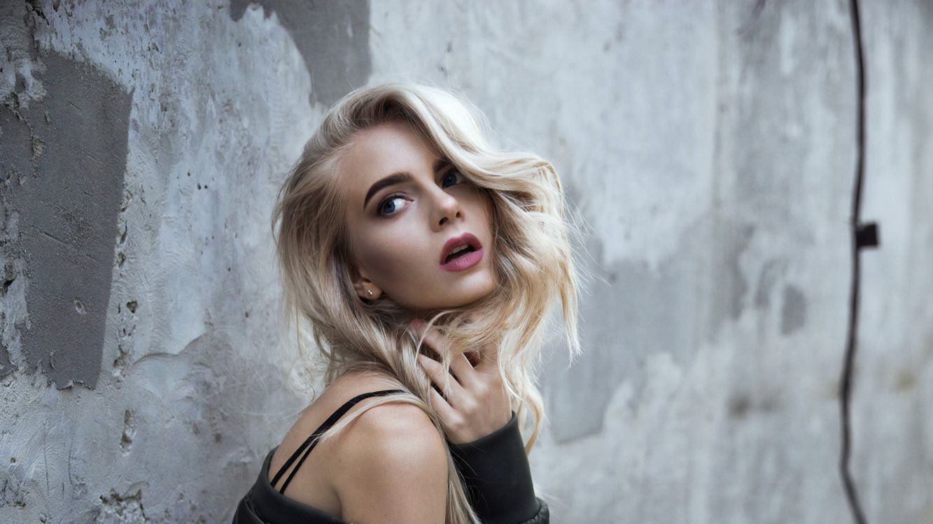 beauty, model, hair, blond, lip